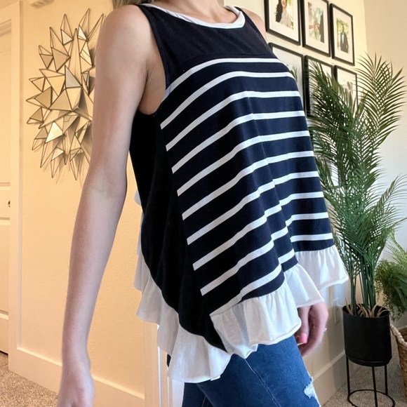 Navy & White Stripped Tunic Blouse - Picture 5 of 16